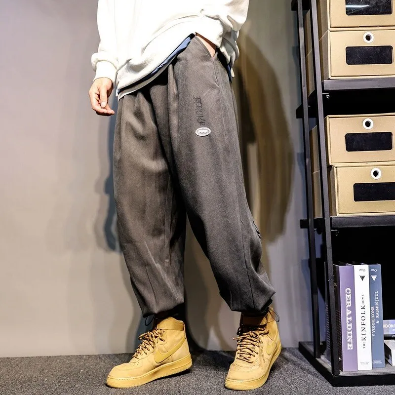 Wenkouban Back To School  Winter Warm Baggy Casual Joggers Sweatpants Thick Korean Streetwear Hip Hop Harajuku Fashion Blue Gray Trousers Male