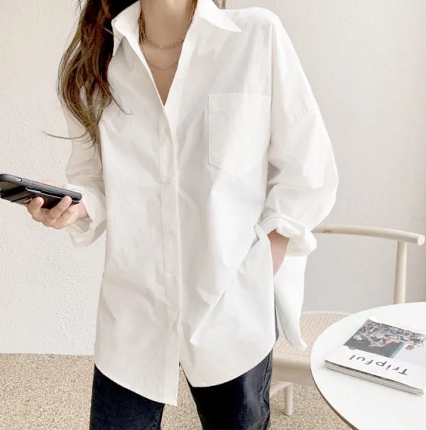 Wenkouban Long Sleeve Cotton White Blouse Women 2023 Oversized Loose Women Shirts Blouses Casual Office Lady Button Shirt Tops Blusa 11456