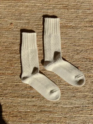 Wool Cotton Boot Socks in Ivory