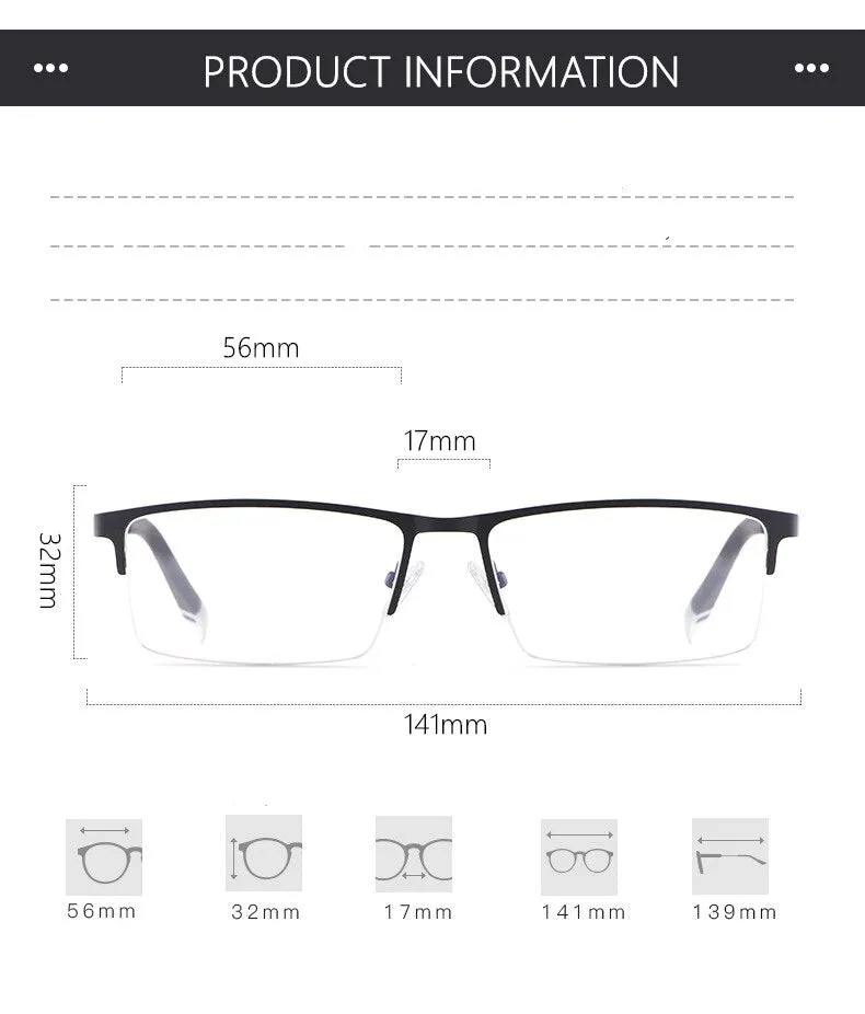 Yimaruili Unisex Semi Rim Alloy Frame Eyeglasses P8825