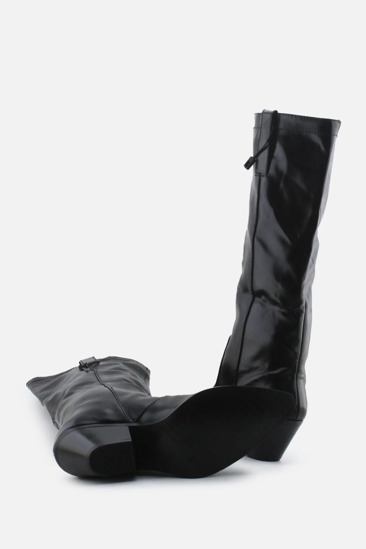 Zara Block Cowboy Long Boots | 100% Authetic Leather